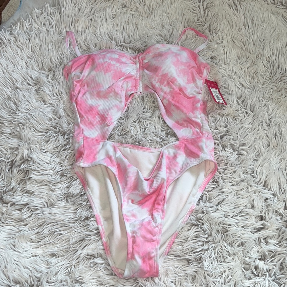 Xhilaration Hot Pink and White Sexy One Piece